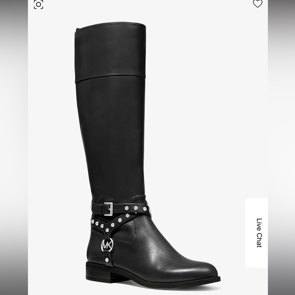 Michael Kors Black Preston Studded Leather Boot Size 7M Brand New